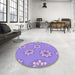 Round Patterned Purple Plum Purple Rug in a Office, pat746pur