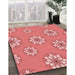 Patterned Light Coral Pink Rug in Family Room, pat746rd