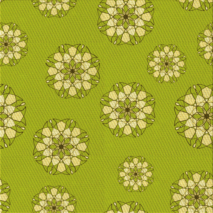 Round Patterned Dark Yellow Green Rug, pat746yw
