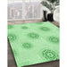 Machine Washable Transitional Light Green Rug in a Family Room, wshpat747grn