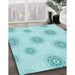 Machine Washable Transitional Electric Blue Rug in a Family Room, wshpat747lblu