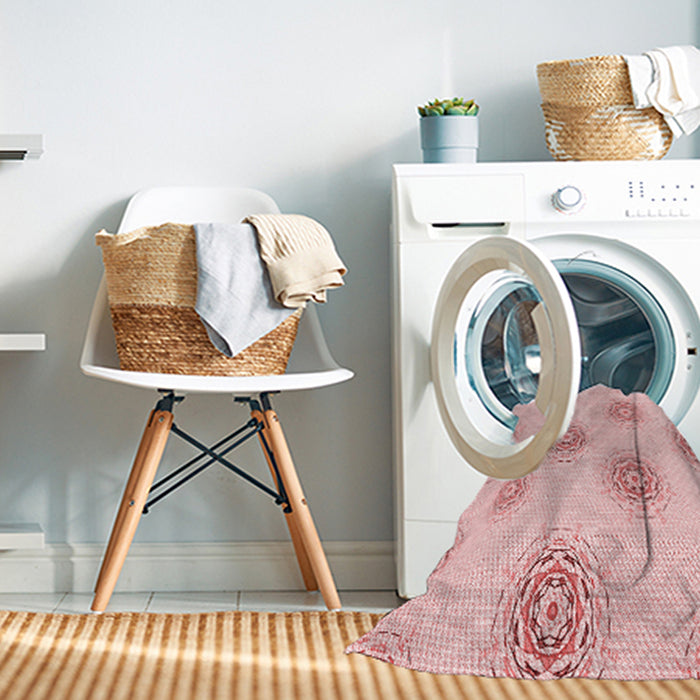 Machine Washable Transitional Pastel Red Pink Rug in a Washing Machine, wshpat747rd