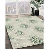 Patterned Light Yellow Beige Novelty Rug, pat747