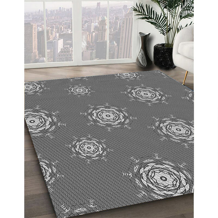 Patterned Gray Rug in Family Room, pat748gry