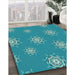 Machine Washable Transitional Dark Cyan Green Rug in a Family Room, wshpat748lblu