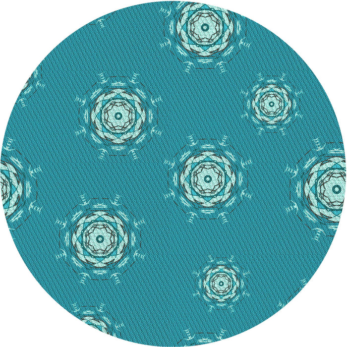 Square Patterned Dark Cyan Green Rug, pat748lblu