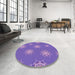 Round Patterned Purple Mimosa Purple Rug in a Office, pat748pur