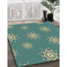 Machine Washable Transitional Deep-Sea Green Rug in a Family Room, wshpat748