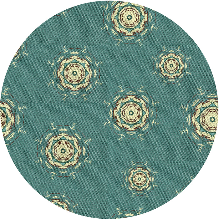 Sideview of Patterned Deep-Sea Green Novelty Rug, pat748