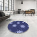 Round Patterned Lapis Blue Rug in a Office, pat749blu