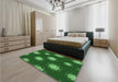 Patterned Deep Emerald Green Rug in a Bedroom, pat749grn