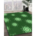 Machine Washable Transitional Deep Emerald Green Rug in a Family Room, wshpat749grn