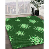 Patterned Deep Emerald Green Rug, pat749grn