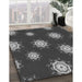 Patterned Charcoal Black Rug in Family Room, pat749gry