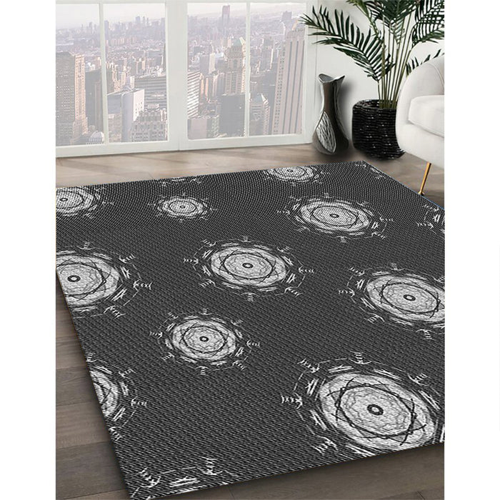 Machine Washable Transitional Charcoal Black Rug in a Family Room, wshpat749gry