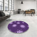 Round Patterned Purple Rug in a Office, pat749pur