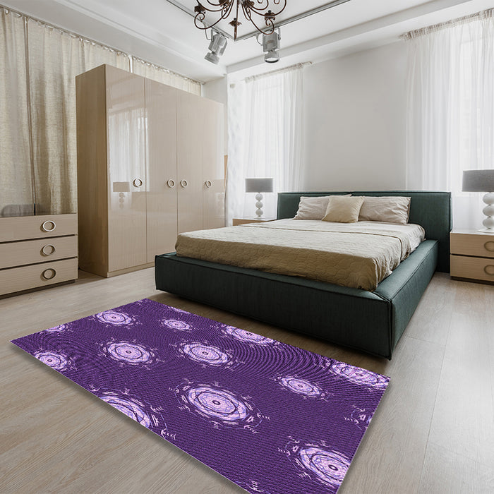 Patterned Purple Rug in a Bedroom, pat749pur