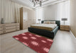 Patterned Cranberry Red Rug in a Bedroom, pat749rd