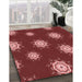 Patterned Cranberry Red Rug in Family Room, pat749rd