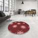 Round Patterned Cranberry Red Rug in a Office, pat749rd