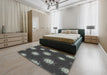 Machine Washable Transitional Midnight Gray Rug in a Bedroom, wshpat749