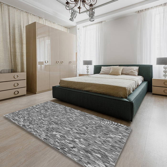 Round Machine Washable Transitional Ash Gray Rug in a Office, wshpat75gry