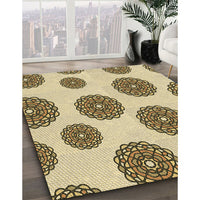 Patterned Brown Gold Rug, pat750brn