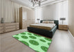 Round Machine Washable Transitional Dark Lime Green Rug in a Office, wshpat750grn