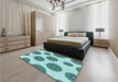 Patterned Deep-Sea Green Rug in a Bedroom, pat750lblu