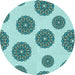 Square Patterned Deep-Sea Green Rug, pat750lblu