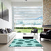 Square Patterned Deep-Sea Green Rug in a Living Room, pat750lblu