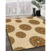 Patterned Brown Gold Rug in Family Room, pat750org