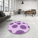 Round Patterned Blossom Pink Rug in a Office, pat750pur