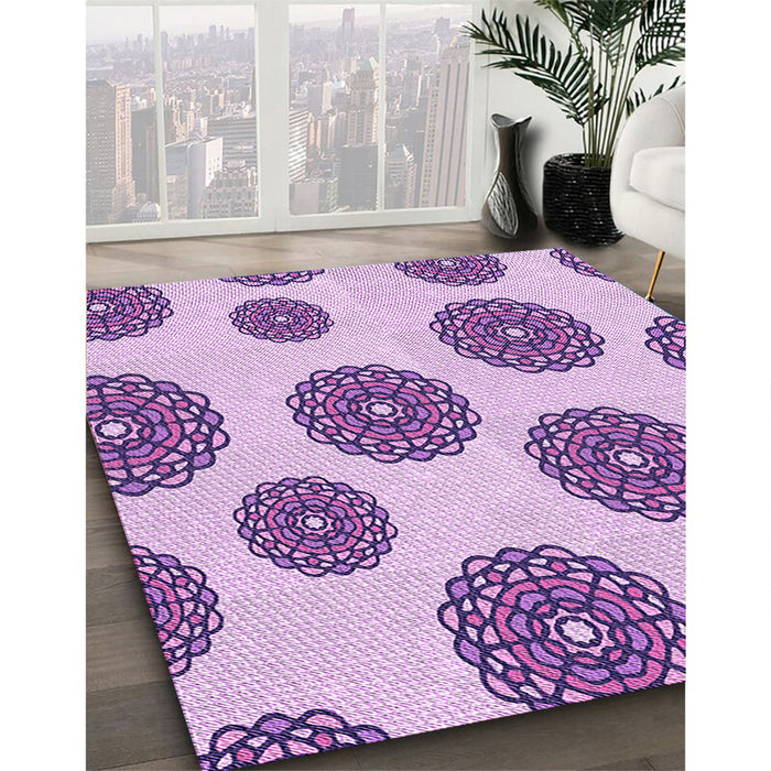 Machine Washable Transitional Blossom Pink Rug in a Family Room, wshpat750pur