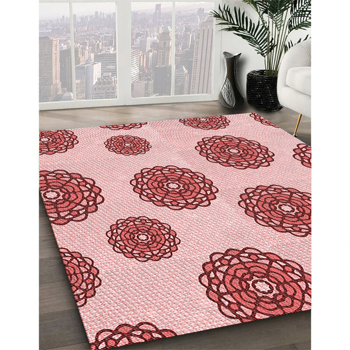 Patterned Red Rug in Family Room, pat750rd