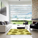 Square Patterned Dark Yellow Green Rug in a Living Room, pat750yw