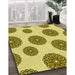 Patterned Dark Yellow Green Rug in Family Room, pat750yw