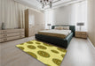 Round Machine Washable Transitional Dark Yellow Green Rug in a Office, wshpat750yw