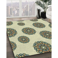 Patterned Khaki Gold Novelty Rug, pat750