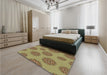 Patterned Red Brown Rug in a Bedroom, pat751brn