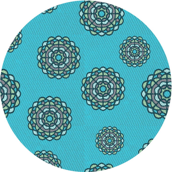 Square Patterned Dark Cyan Green Rug, pat751lblu
