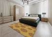 Patterned Orange Rug in a Bedroom, pat751org