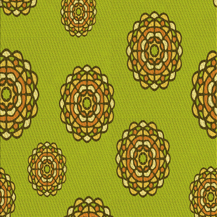 Patterned Dark Yellow Green Rug, pat751yw