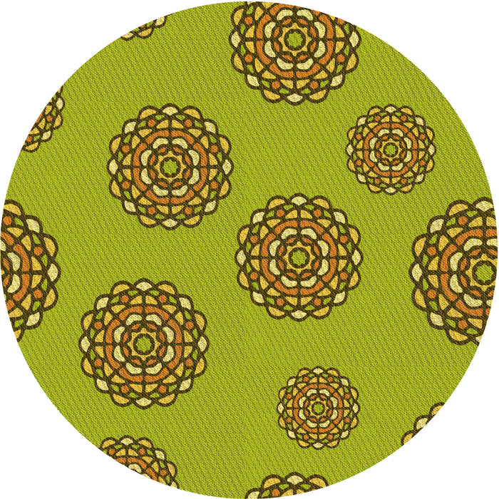 Square Patterned Dark Yellow Green Rug, pat751yw