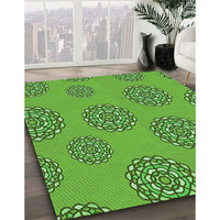 Patterned Dark Lime Green Rug, pat752grn