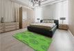 Round Machine Washable Transitional Dark Lime Green Rug in a Office, wshpat752grn