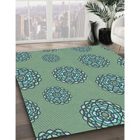 Patterned Deep-Sea Green Rug, pat752lblu