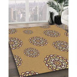 Patterned Dark Sienna Brown Novelty Rug in Family Room, pat752