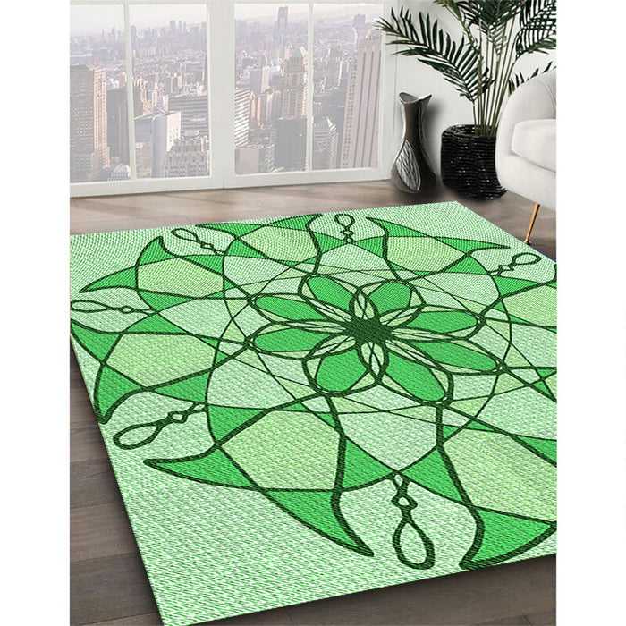Machine Washable Transitional Jade Green Rug in a Family Room, wshpat753grn