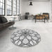 Round Patterned Platinum Gray Rug in a Office, pat753gry